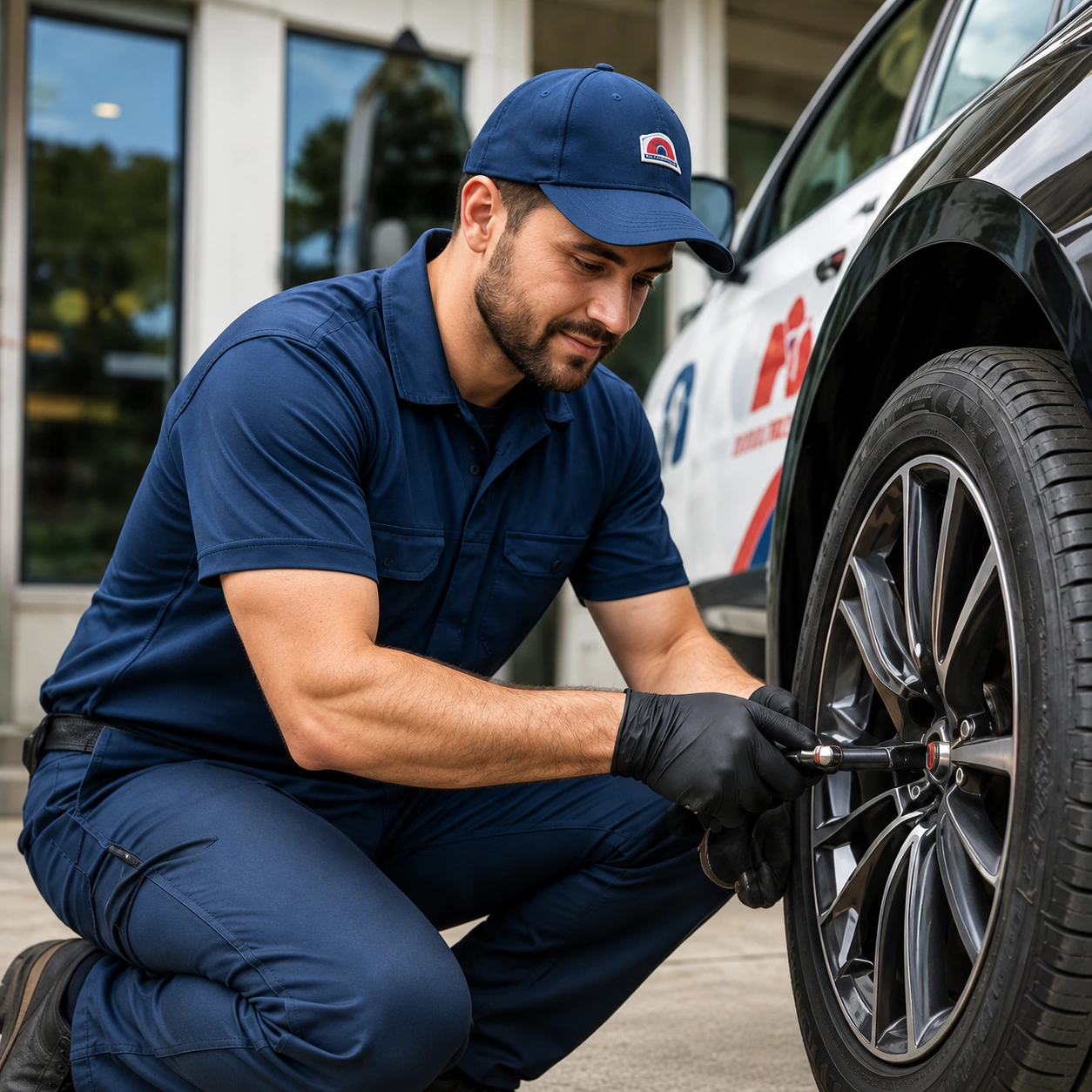 MotoFix technician fitting an SUV tyre